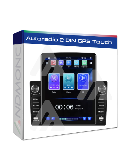 Autoradio universale 2din Bluetooth usb aux fm gps touch 9.5"