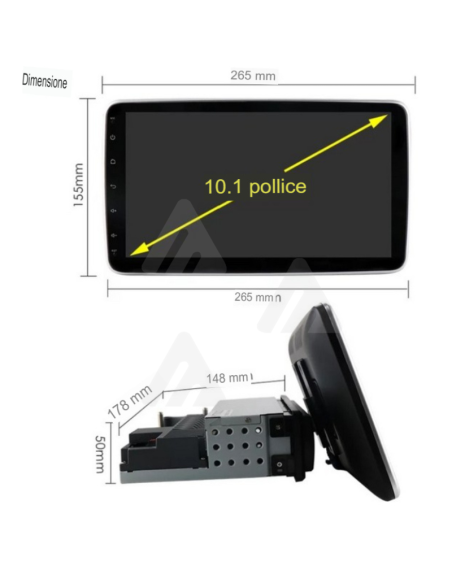 Autoradio 1 din Android, app, comandi al volante, carplay 1+16GB 10"  touch usb , hd video