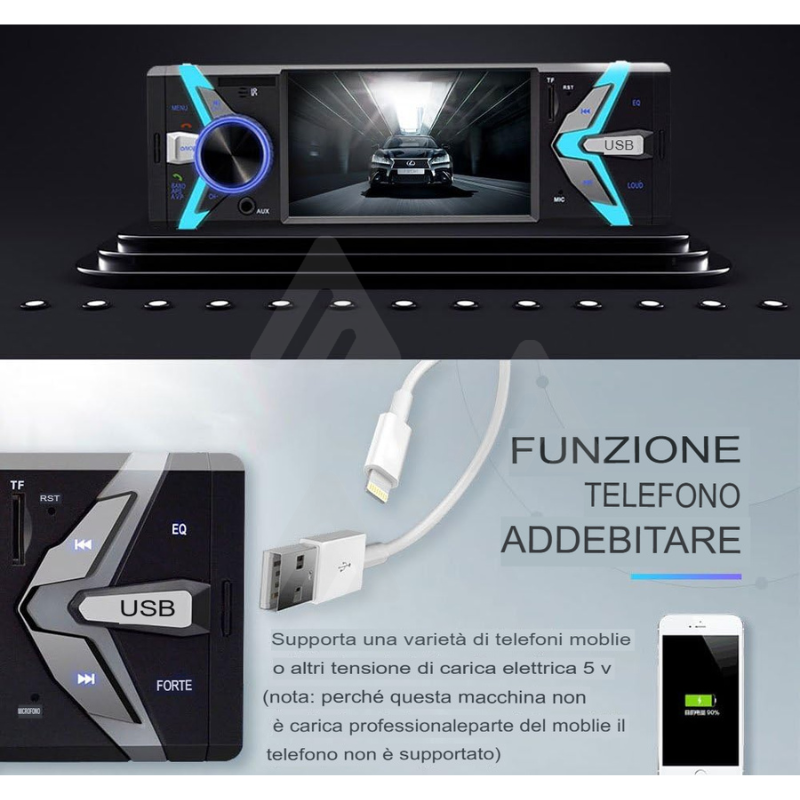 Autoradio 1 DIN Android 4" TFT HD MP5 usb sd