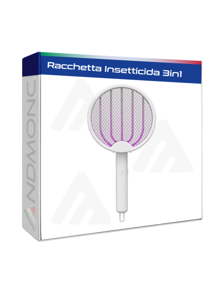 Racchetta per insetti, zanzare, mosche elettrica 3in1 pieghevole
