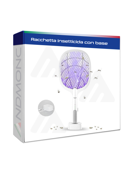 Racchetta Led Ricaricabile Per Zanzare Con Luce Attira Zanzare con base