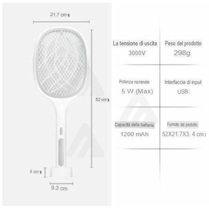 Racchetta Led Ricaricabile Per Zanzare Con Luce...