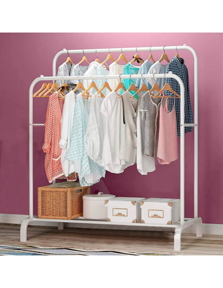 Attaccapanni appendiabiti Doppia Barra Multifunzione con Mensola Portaoggetti bianco