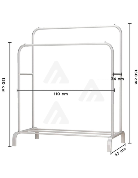 Attaccapanni appendiabiti Doppia Barra Multifunzione con Mensola Portaoggetti bianco