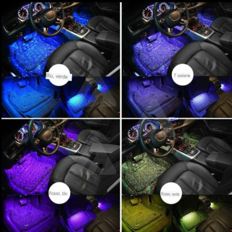 2x LED luce ambientale interna auto USB RGB...