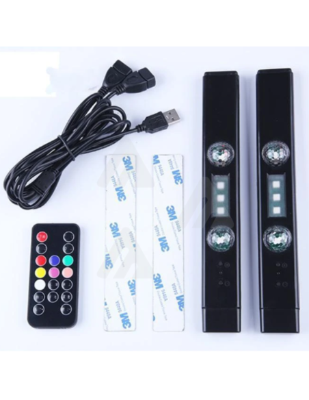 2x LED luce ambientale interna auto USB RGB senza fili