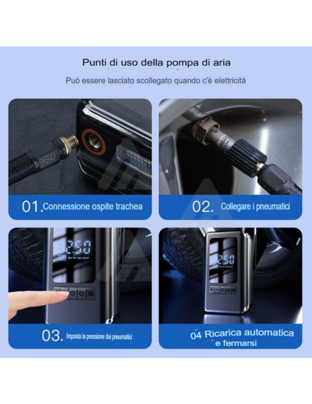 Gonfiatore pneumatici portatile wireless intelligente
