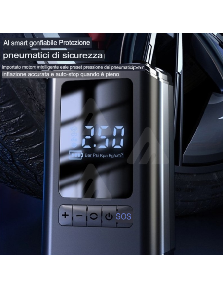 Gonfiatore pneumatici portatile wireless intelligente
