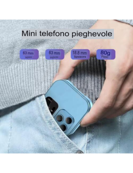 Mini Flip cellulare piccolo display dual sim pieghevole con App