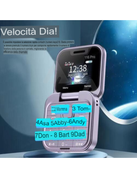 Mini Flip cellulare piccolo display dual sim pieghevole con App