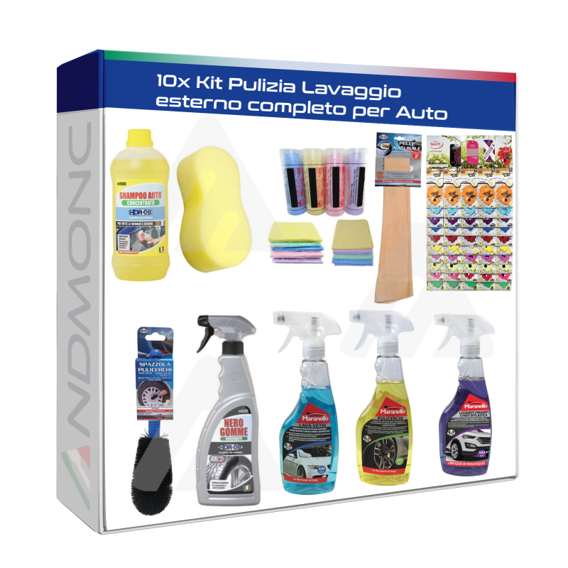 Kit Pulizia Lavaggio esterno completo per Auto 10pz.