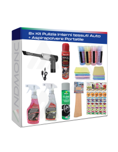 Kit Pulizia Interni tessuti Auto 8pz. + Aspirapolvere...