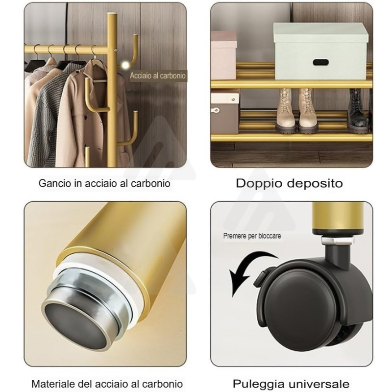 Appendiabiti Attaccapanni in ferro con ruote...