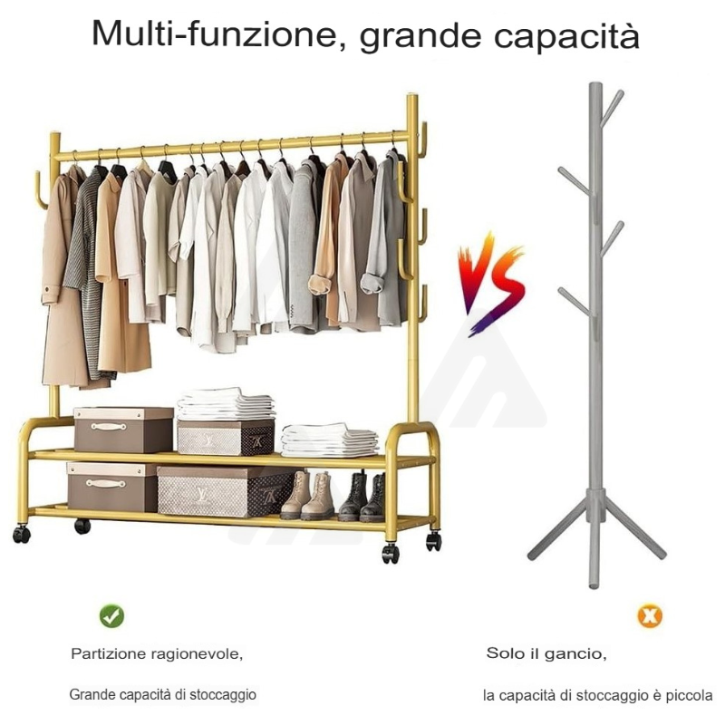 Appendiabiti Attaccapanni in ferro con ruote...