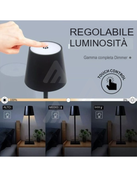 Lampada da tavolo LED ricariabile touch senza fili