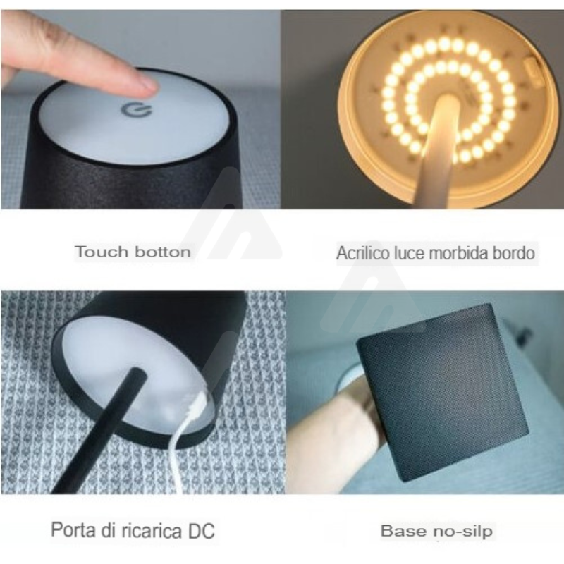 Lampada da tavolo LED ricariabile touch senza fili