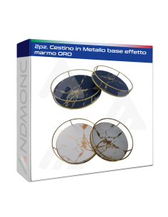 set 2pz. Cestino Tondo in Metallo ORO base effetto marmo...