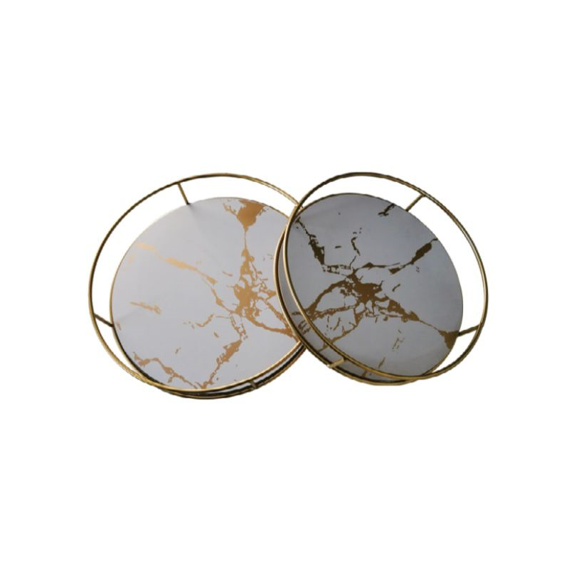 set 2pz. Cestino Tondo in Metallo ORO base...