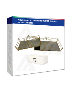 2pz. Vassoio in metallo colore ORO base specchiata...