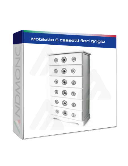 Mobiletto 6 cassetti fiori grigio