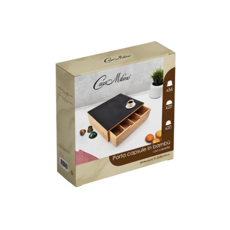 Porta Capsule in bamboo con ripiano in vetro...