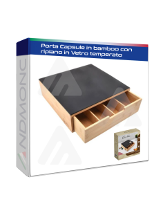 Porta Capsule in bamboo con ripiano in vetro temperato...
