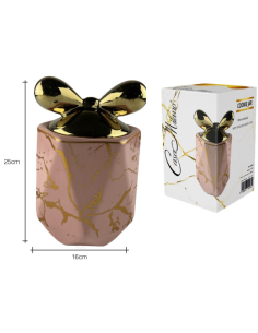 Biscottiera in Porcellana Oro/Rosa con tappo fiocco ORO... 2