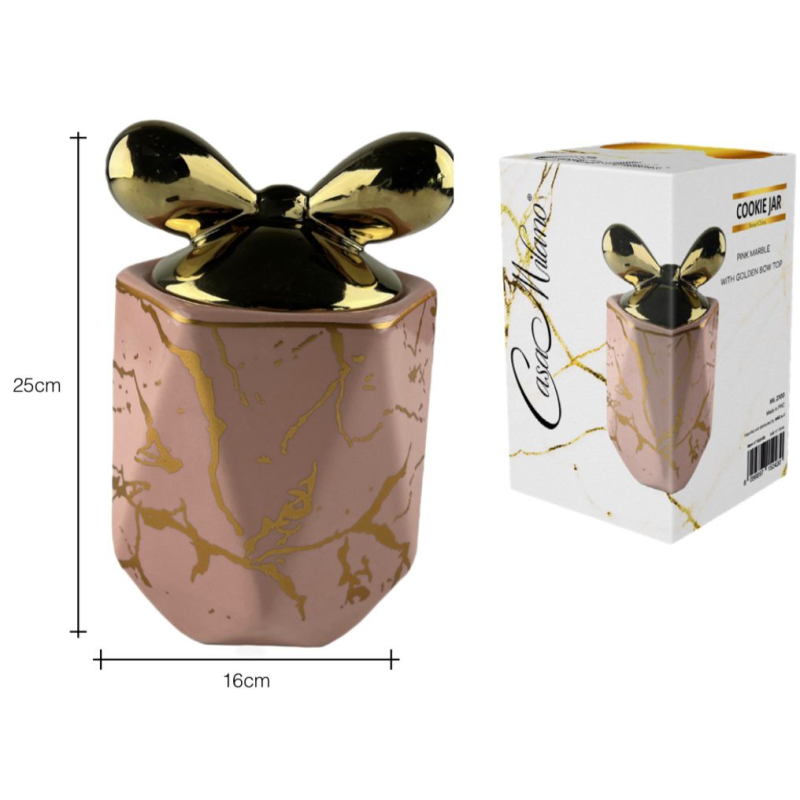 Biscottiera in Porcellana Oro/Rosa con tappo...