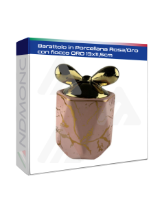 Barattolo in Porcellana Oro/Rosa con tappo fiocco ORO...