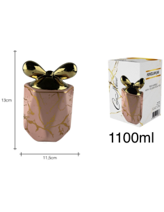 Barattolo in Porcellana Oro/Rosa con tappo fiocco ORO... 2