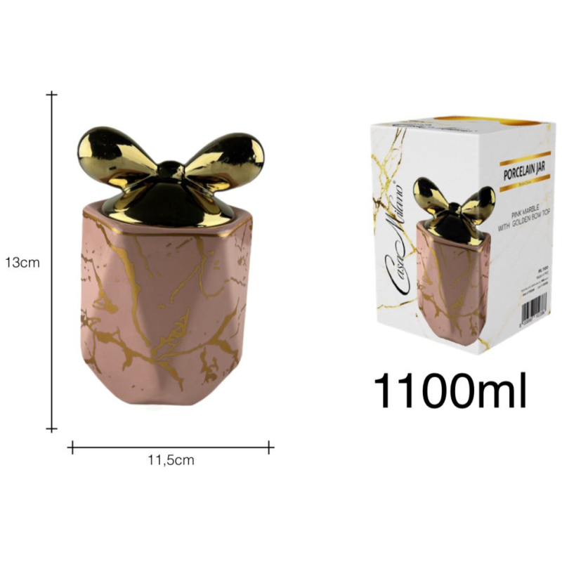 Barattolo in Porcellana Oro/Rosa con tappo...