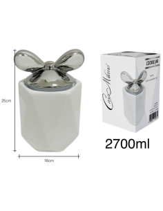 Biscottiera in Porcellana Bianca con tappo fiocco Argento... 2