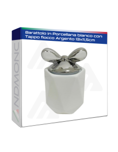 Barattolo in Porcellana Bianco con tappo fiocco Argento...