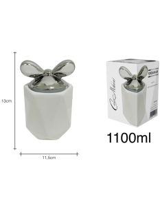 Barattolo in Porcellana Bianco con tappo fiocco Argento... 2