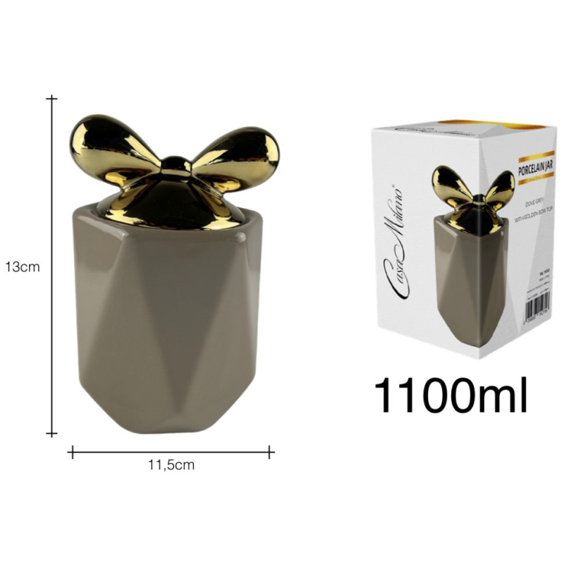 Barattolo in Porcellana Tortora con tappo...