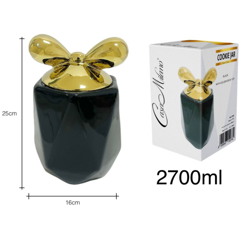 Biscottiera in Porcellana Nera con tappo fiocco...