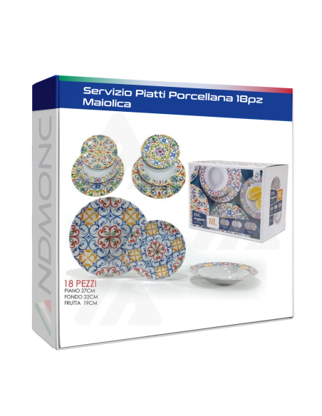 Maiolica Servizio Piatti Porcellana 18pz cucina