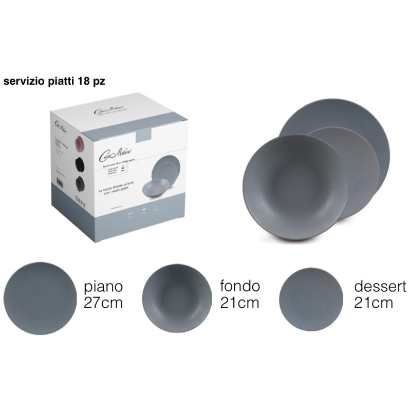 Servizio Piatti 18pz. Grigio Opaco