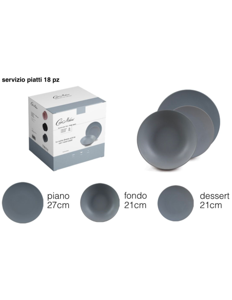 Servizio Piatti 18pz. Grigio Opaco