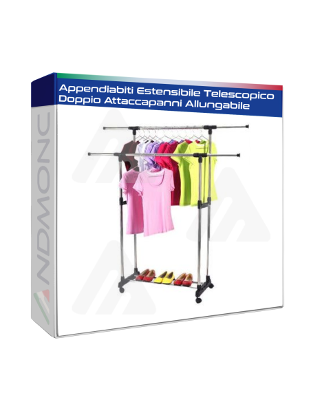 Appendiabiti Estensibile Telescopico Doppio Attaccapanni Allungabile