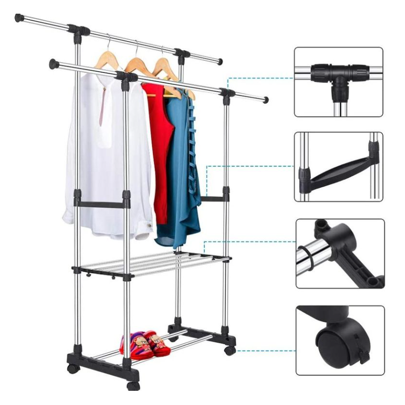 Appendiabiti Estensibile Telescopico Doppio...