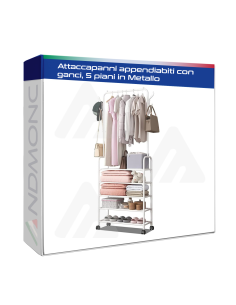 Attaccapanni appendiabiti in metallo con ganci, 5...