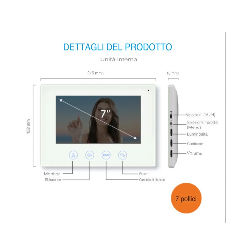 Videocitofono intelligente WIFI da 7"