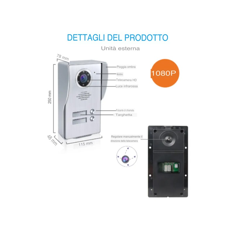 Videocitofono intelligente WIFI da 7"