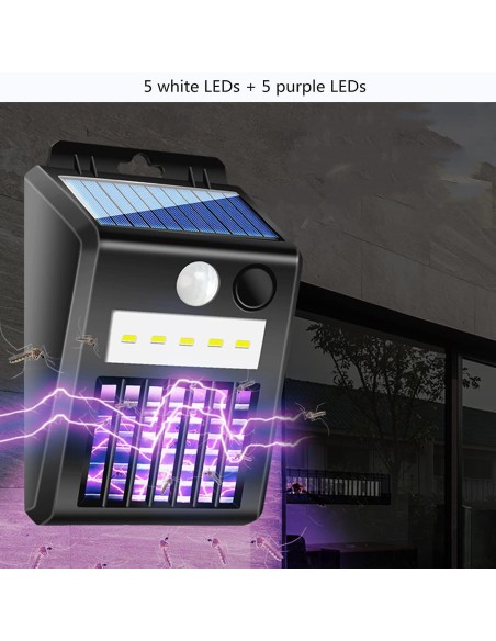 Lampada Stermina Insetti a ricarica Solare senza Fili 2in1