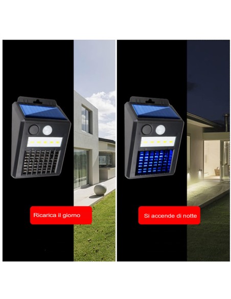 Lampada Stermina Insetti a ricarica Solare senza Fili 2in1