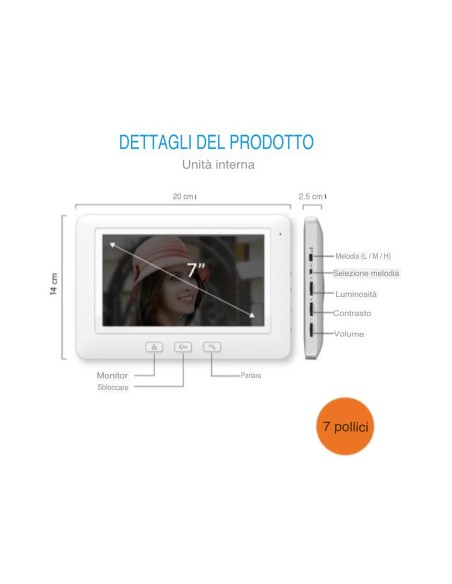 2MP 7 "160 Gradi Wifi AHD Videocitofono Per Casa Grandangolare Con Visione Notturna