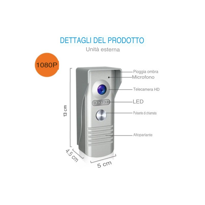 2MP 7 "160 Gradi Wifi AHD Videocitofono Per...