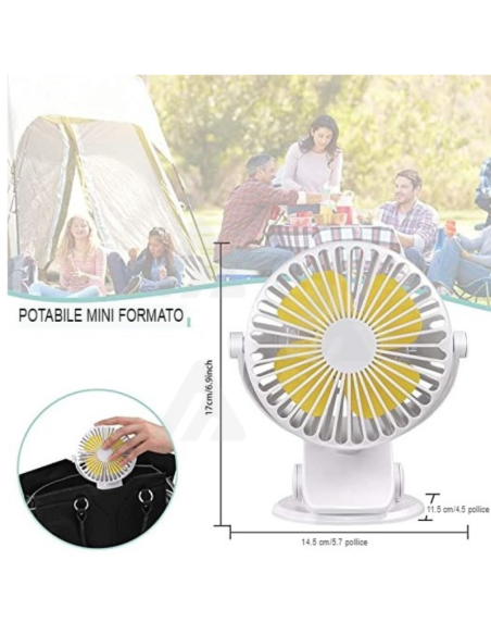 Mini Ventilatore usb, Portatile Ventilatore piccolo da Scrivania con clip, 3 Velocità, Rotazione a 360 °