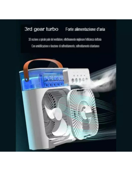Ventilatore 2in1 e condizionatore portatile ricarica USB